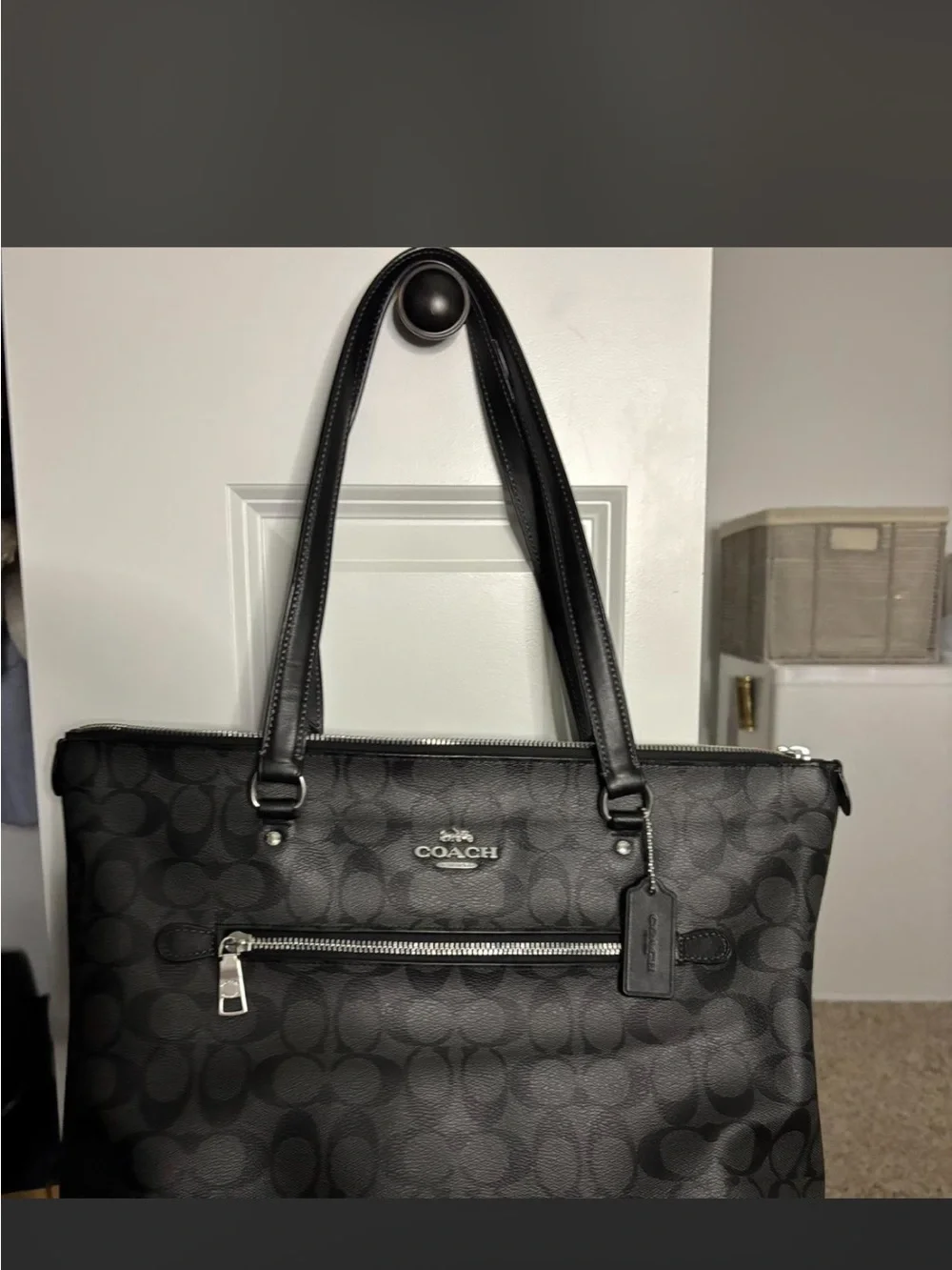 COACH Black Signature Tote Bag